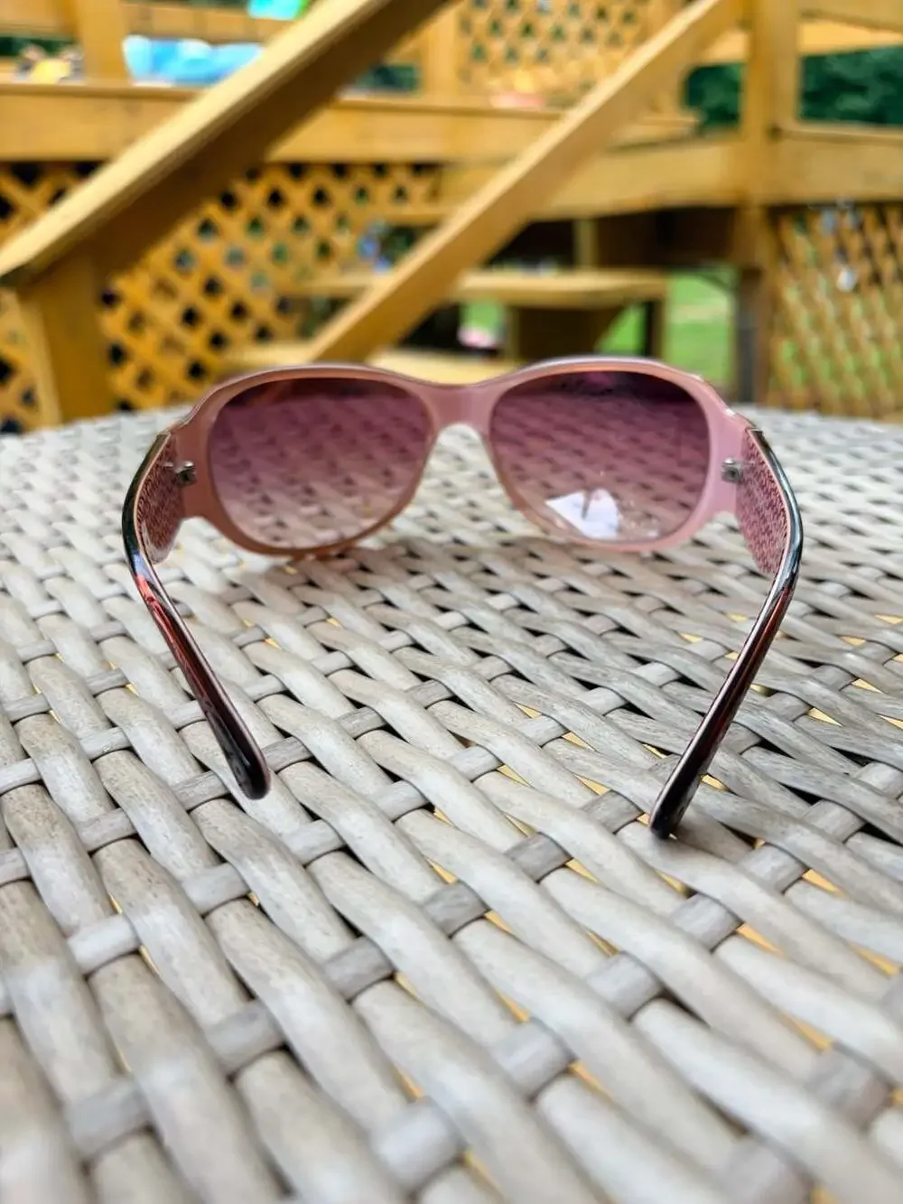 Coach Traci S463 Sunglasses in Burgundy with Logo Pattern Arms